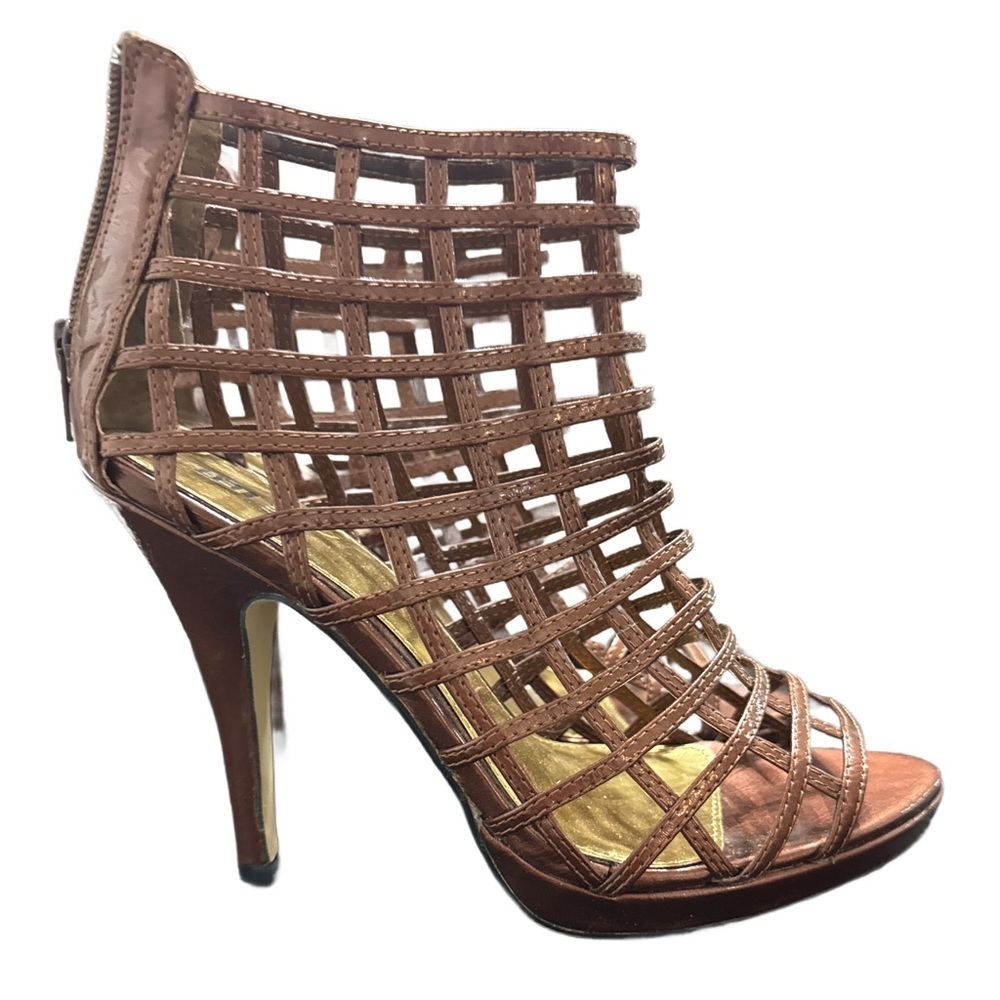 Bakers New with box bronze peep toe gladiator booties